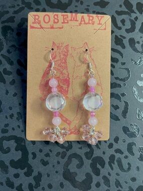 Rosemary Pink Crystal Bead Drop Earrings